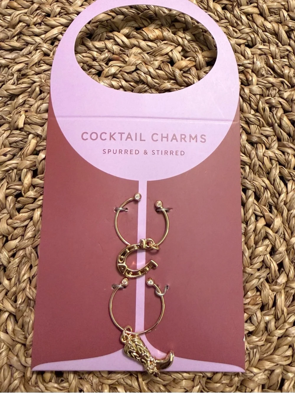 Anthropologie Spurred & Stirred Western Cocktail Charms Gold Boot Horseshoe